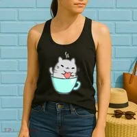 Cute Cat Coffee Lover Gift Women's Tank Top thumb 2