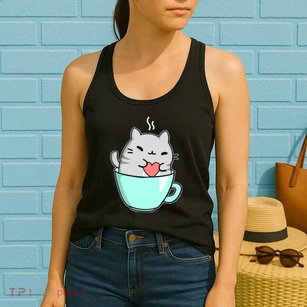 Cute Cat Coffee Lover Gift Women's Tank Top