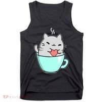 Cute Cat Coffee Lover Gift Tank Top thumb 0