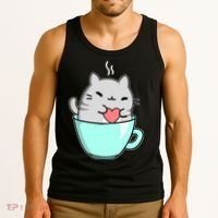Cute Cat Coffee Lover Gift Tank Top thumb 3