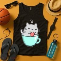 Cute Cat Coffee Lover Gift Tank Top thumb 4