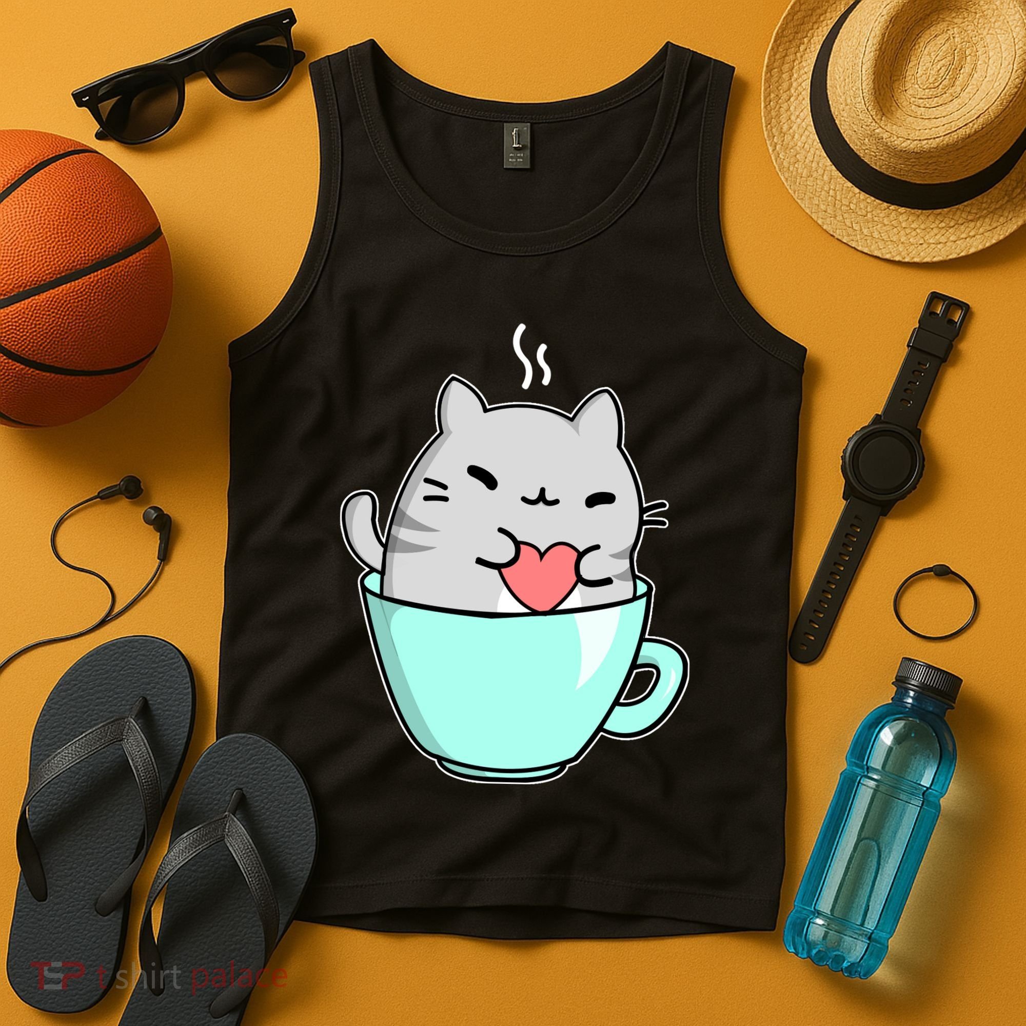 Cute Cat Coffee Lover Gift Tank Top