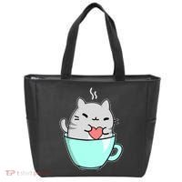 Cute Cat Coffee Lover Gift Tote Bag thumb 0