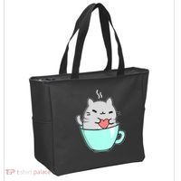 Cute Cat Coffee Lover Gift Tote Bag thumb 2