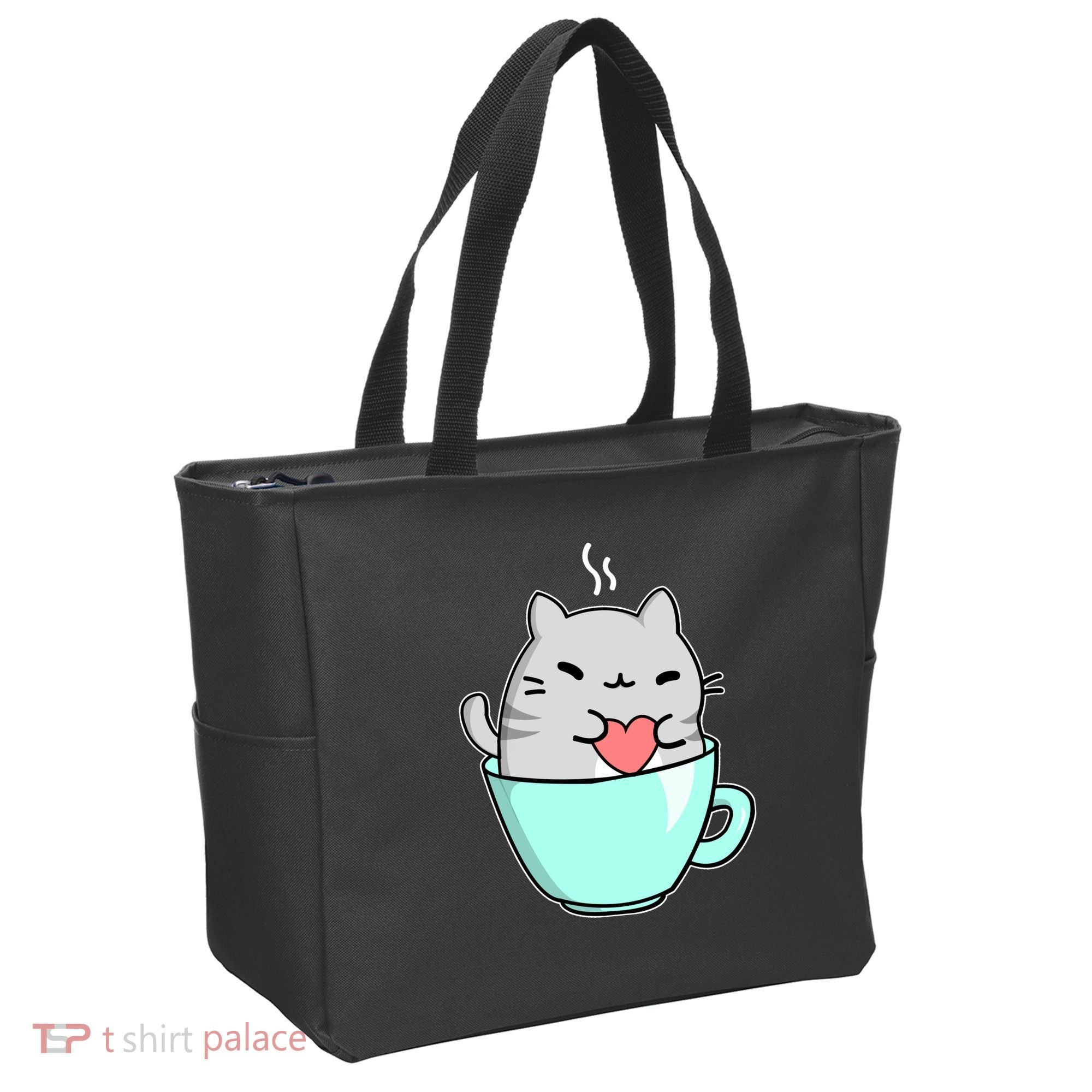 Cute Cat Coffee Lover Gift Tote Bag