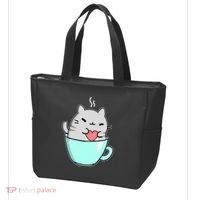 Cute Cat Coffee Lover Gift Tote Bag thumb 3