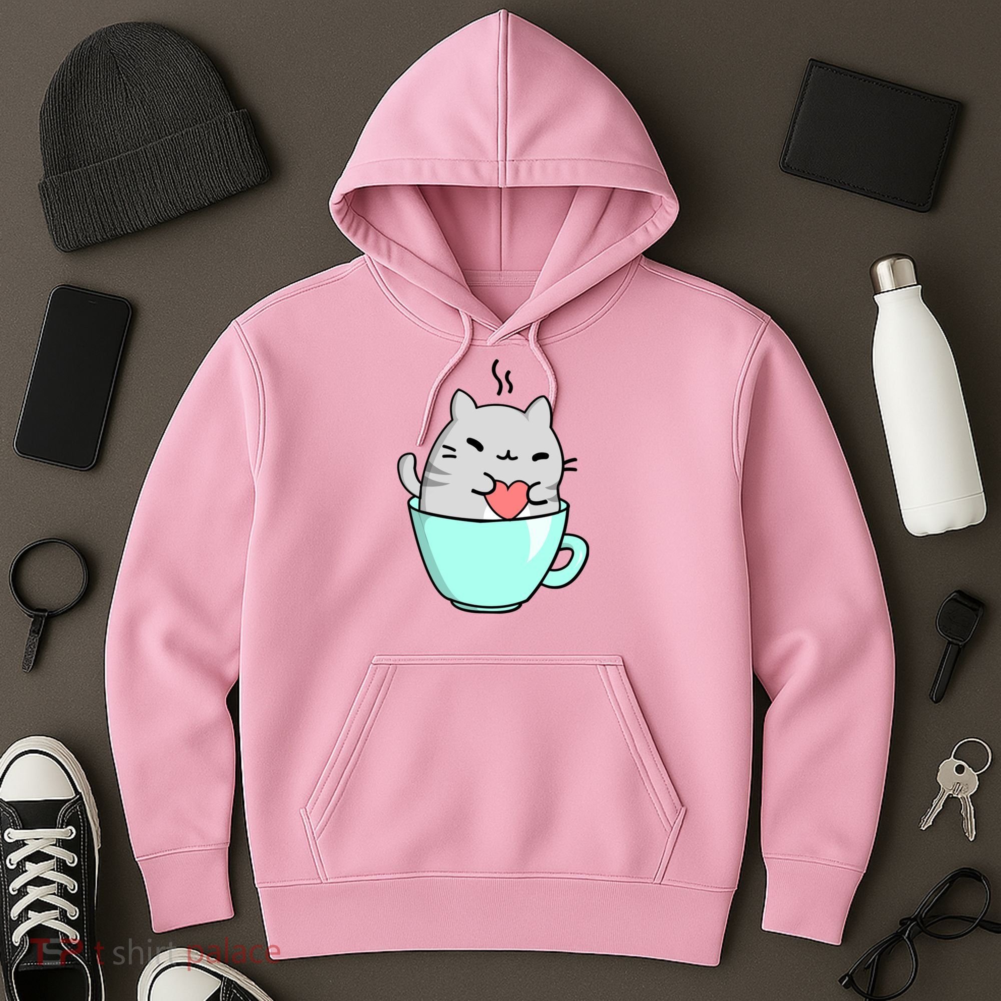 Cute Cat Coffee Lover Gift Hoodie
