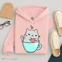 Cute Cat Coffee Lover Gift Hoodie thumb 4