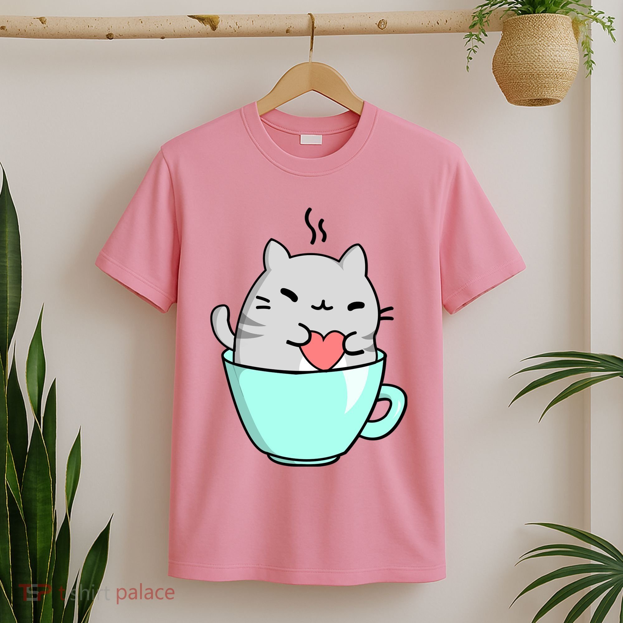 Cute Cat Coffee Lover Gift T-Shirt