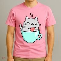 Cute Cat Coffee Lover Gift T-Shirt thumb 3