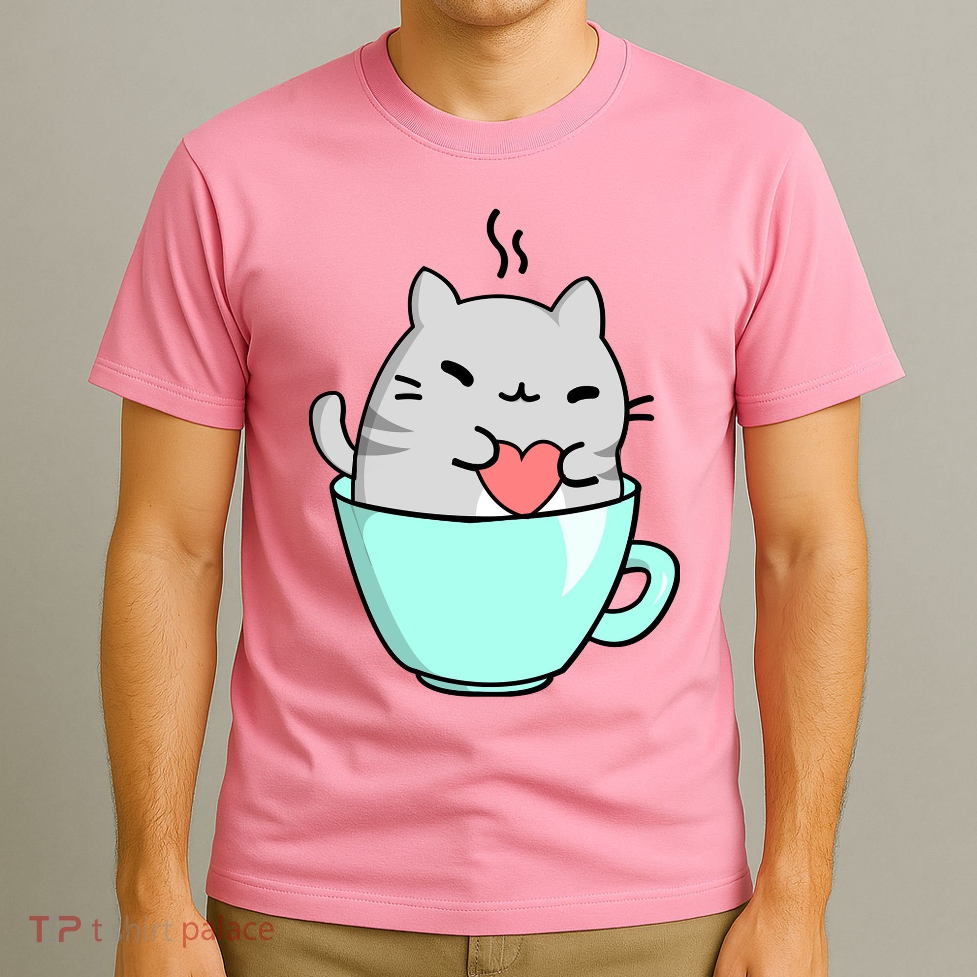 Cute Cat Coffee Lover Gift T-Shirt