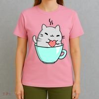 Cute Cat Coffee Lover Gift T-Shirt thumb 4