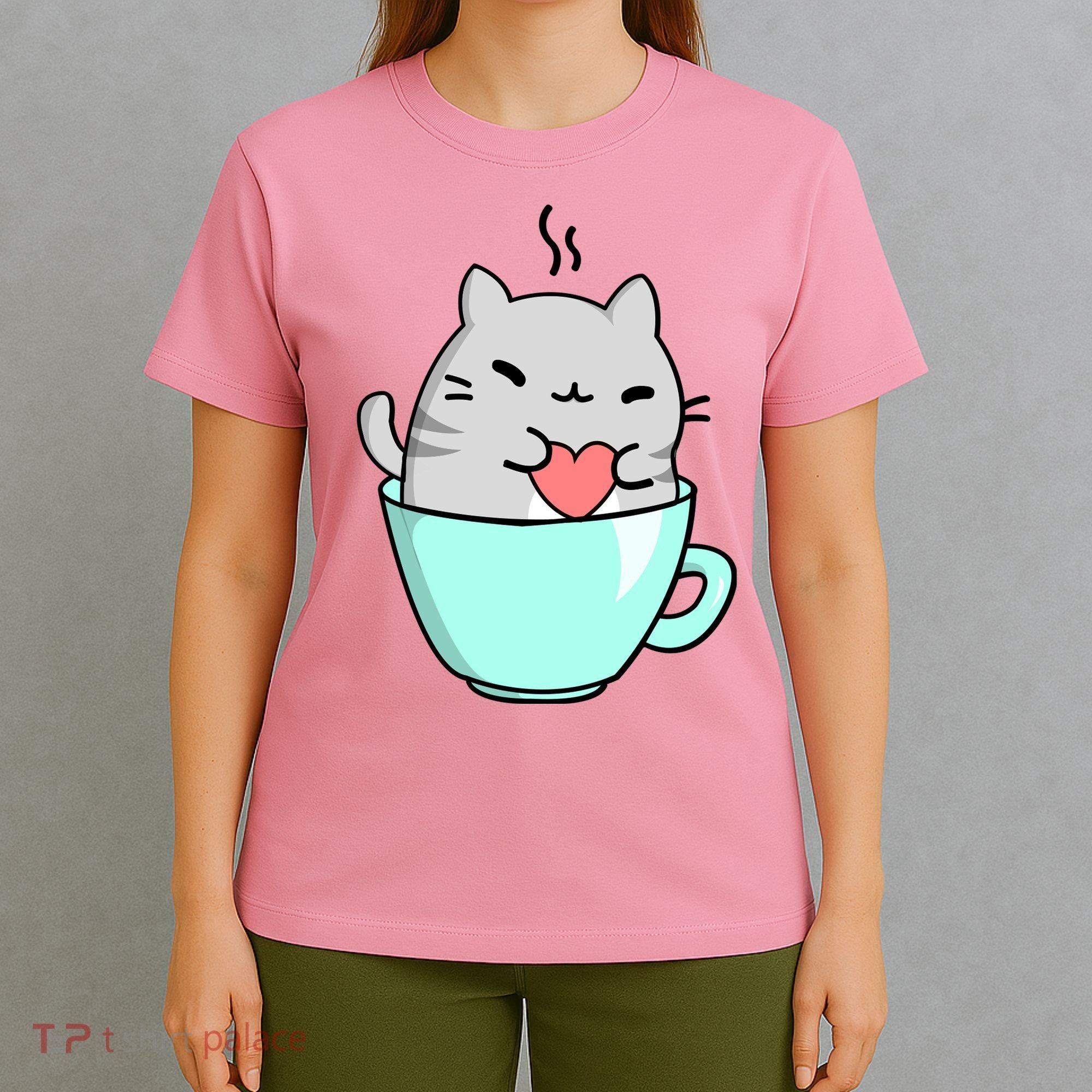 Cute Cat Coffee Lover Gift T-Shirt