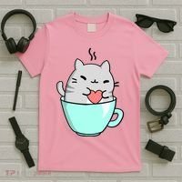 Cute Cat Coffee Lover Gift T-Shirt thumb 5