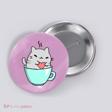 Cute Cat Coffee Lover Gift Button
