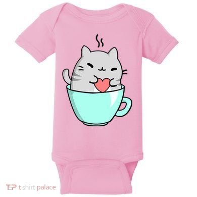 Cute Cat Coffee Lover Gift Baby Bodysuit
