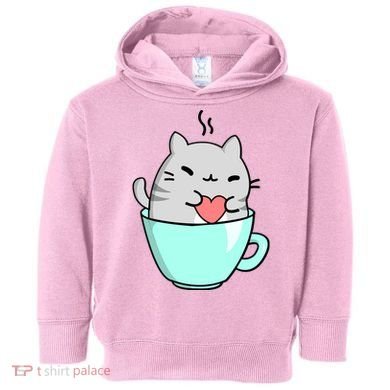 Cute Cat Coffee Lover Gift Toddler Hoodie