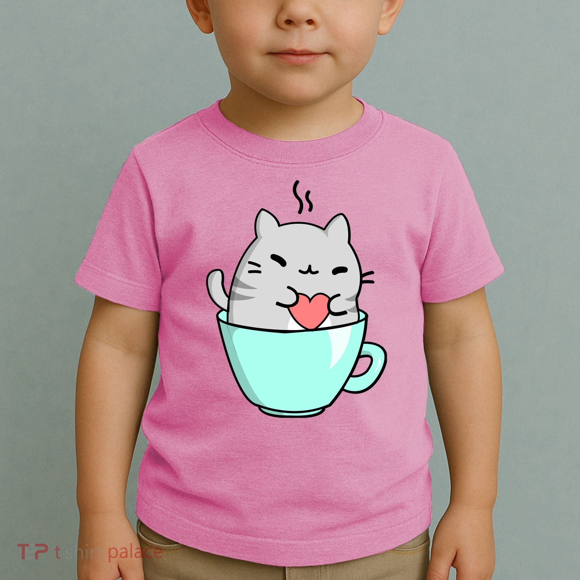 Cute Cat Coffee Lover Gift Toddler T-Shirt