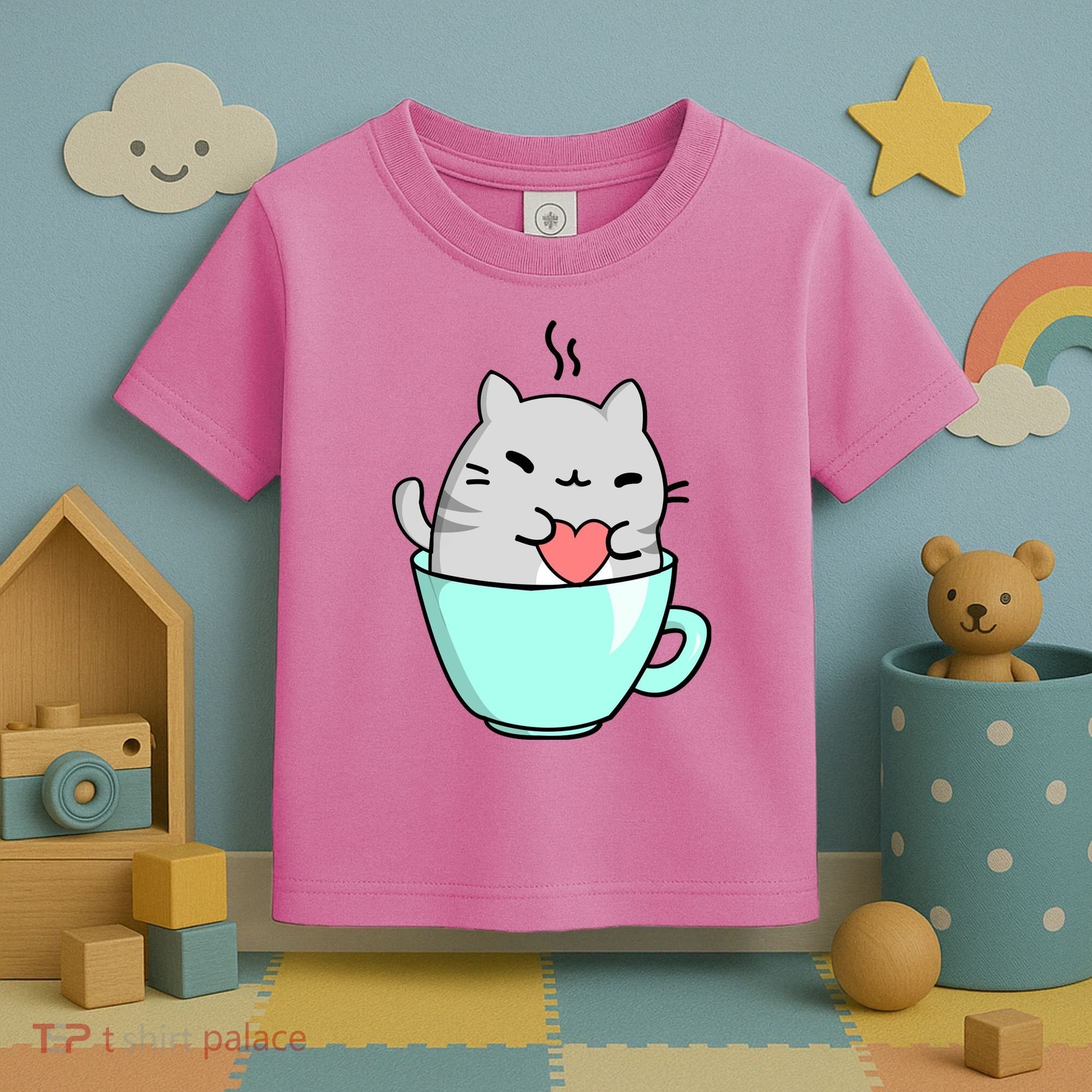 Cute Cat Coffee Lover Gift Toddler T-Shirt
