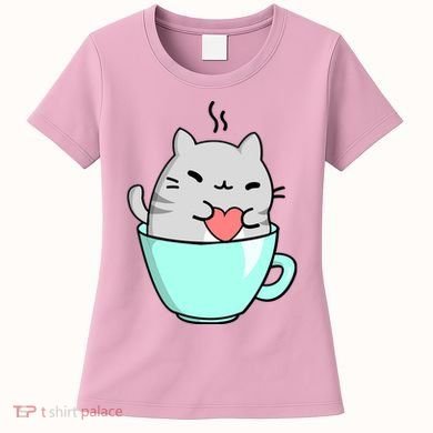 Cute Cat Coffee Lover Gift Women's T-Shirt