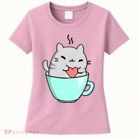 Cute Cat Coffee Lover Gift Women's T-Shirt thumb 0