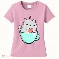 Cute Cat Coffee Lover Gift Women's T-Shirt thumb 0