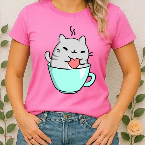 Cute Cat Coffee Lover Gift Women's T-Shirt
