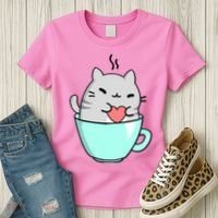 Cute Cat Coffee Lover Gift Women's T-Shirt thumb 3