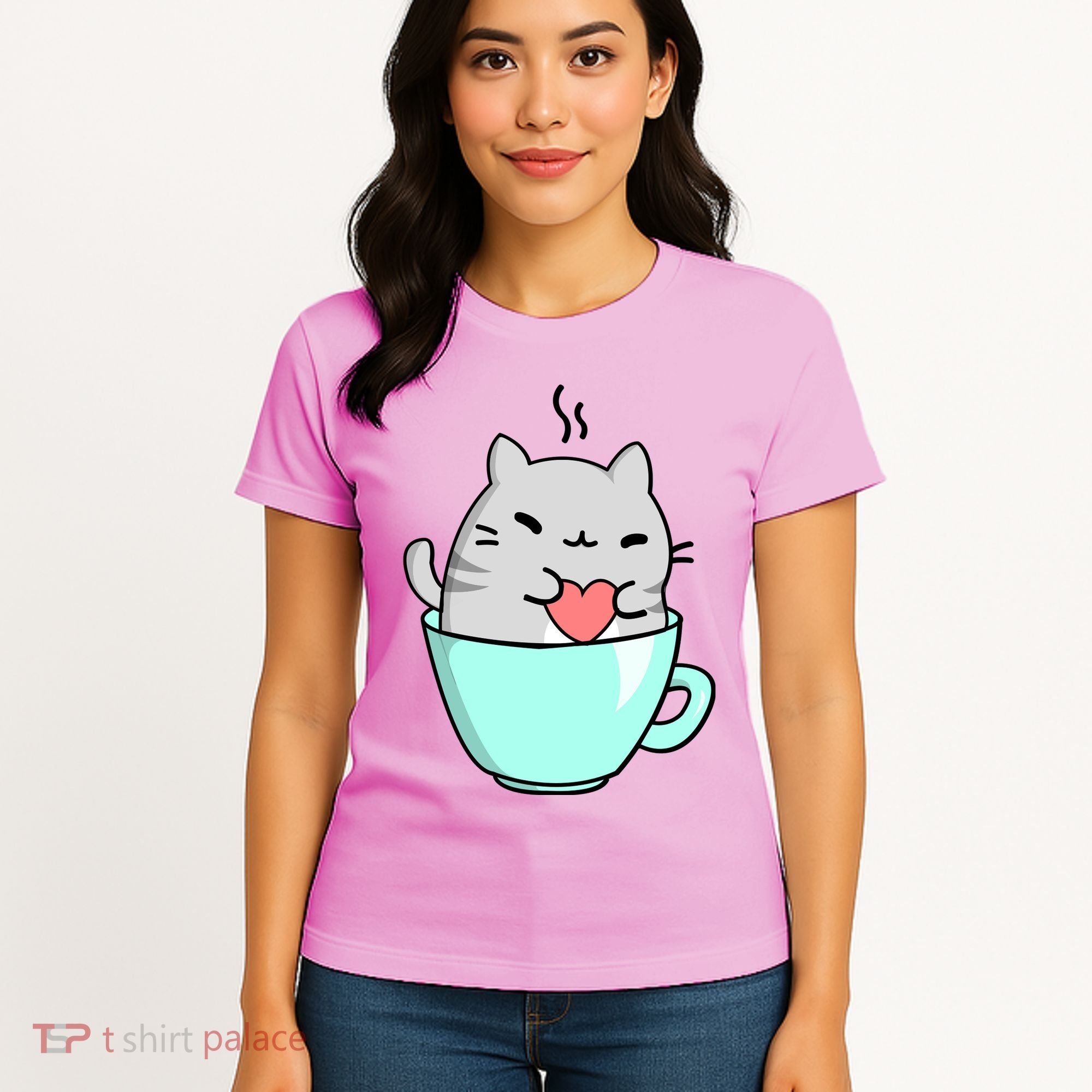 Cute Cat Coffee Lover Gift Women's T-Shirt