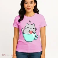 Cute Cat Coffee Lover Gift Women's T-Shirt thumb 4