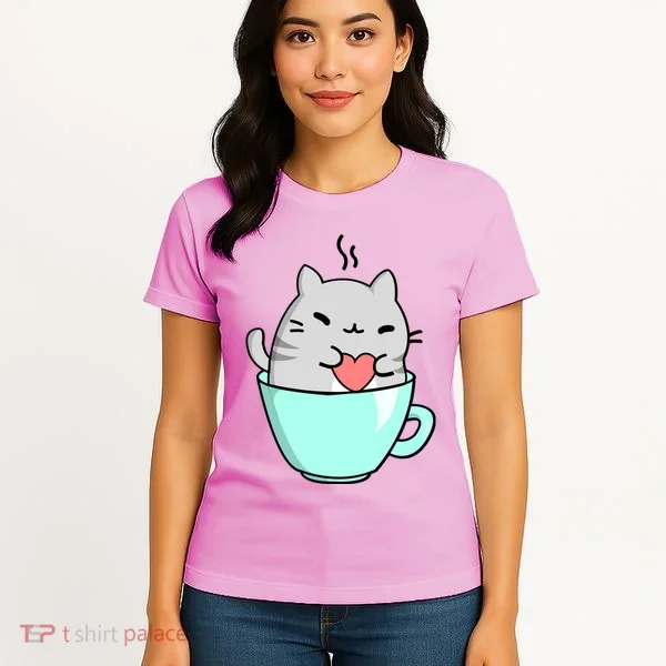 Cute Cat Coffee Lover Gift Women's T-Shirt