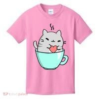 Cute Cat Coffee Lover Gift Kids T-Shirt thumb 0