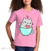 Cute Cat Coffee Lover Gift Kids T-Shirt thumb 2
