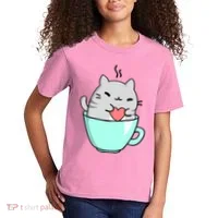 Cute Cat Coffee Lover Gift Kids T-Shirt thumb 2