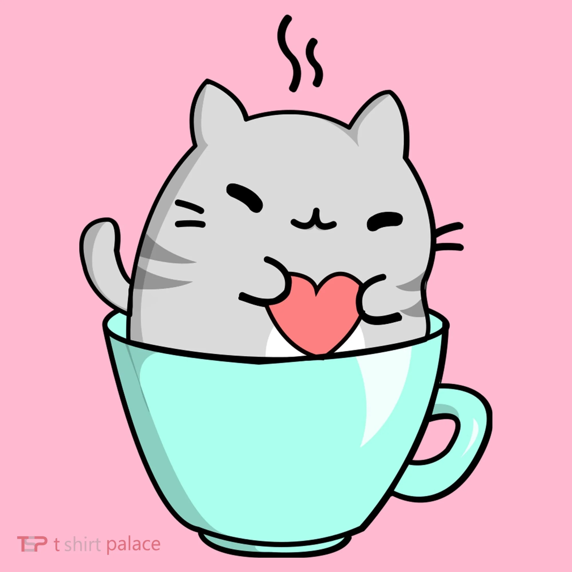 Cute Cat Coffee Lover Gift Kids T-Shirt