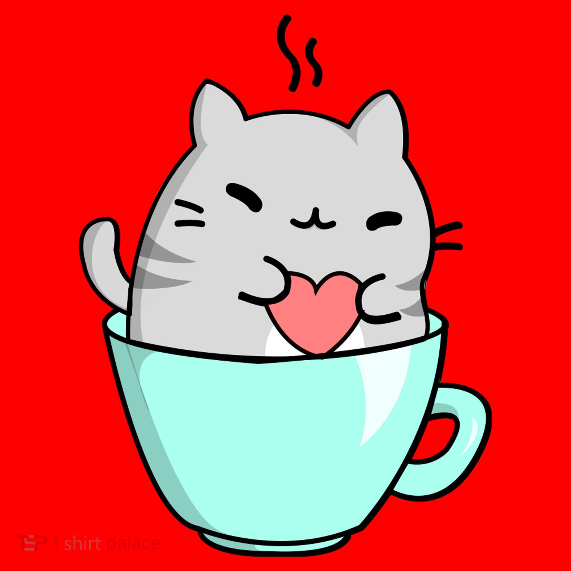 Cute Cat Coffee Lover Gift Santa Hat
