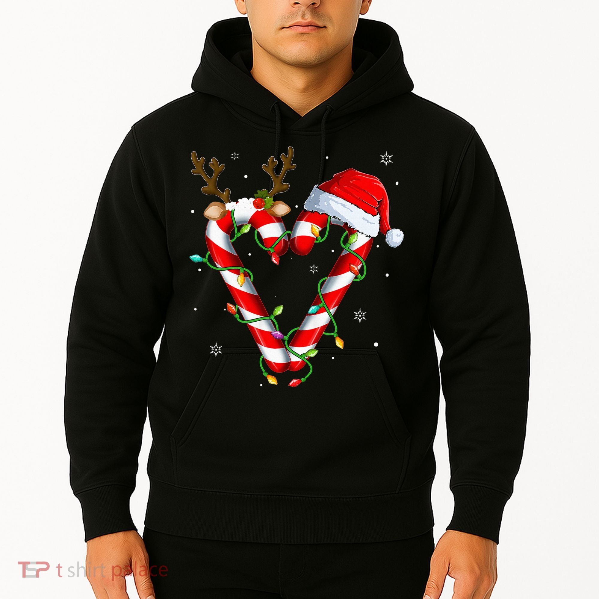Candy Cane Crew Santa Christmas Lights Xmas Hoodie