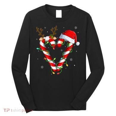 Candy Cane Crew Santa Christmas Lights Xmas Long Sleeve Shirt