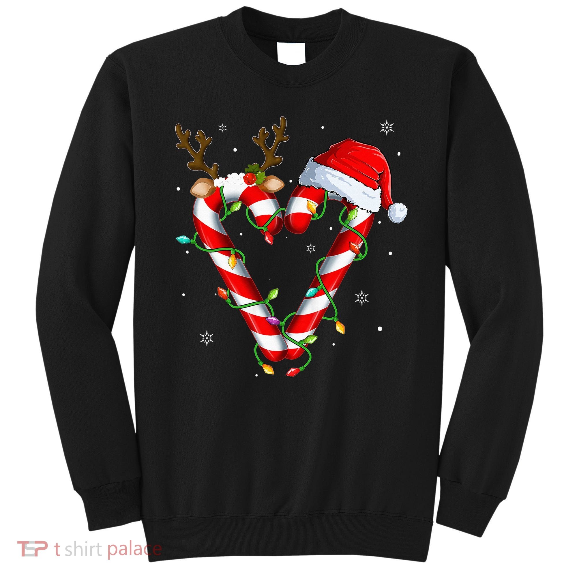 Candy Cane Crew Santa Christmas Lights Xmas Sweatshirt