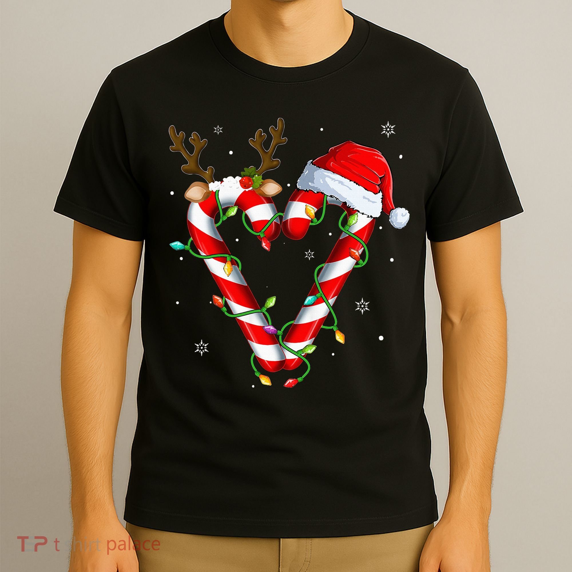 Candy Cane Crew Santa Christmas Lights Xmas T-Shirt
