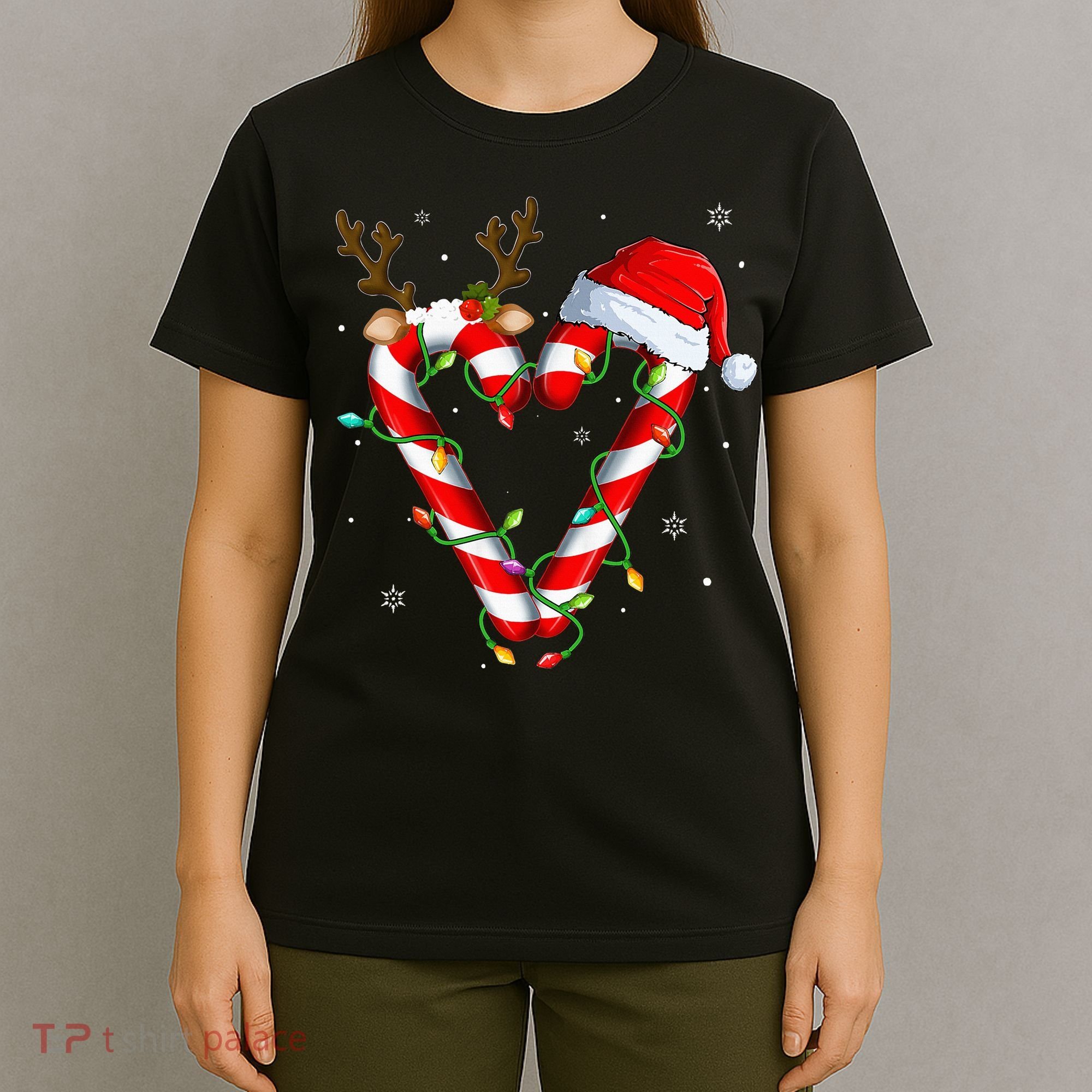 Candy Cane Crew Santa Christmas Lights Xmas T-Shirt