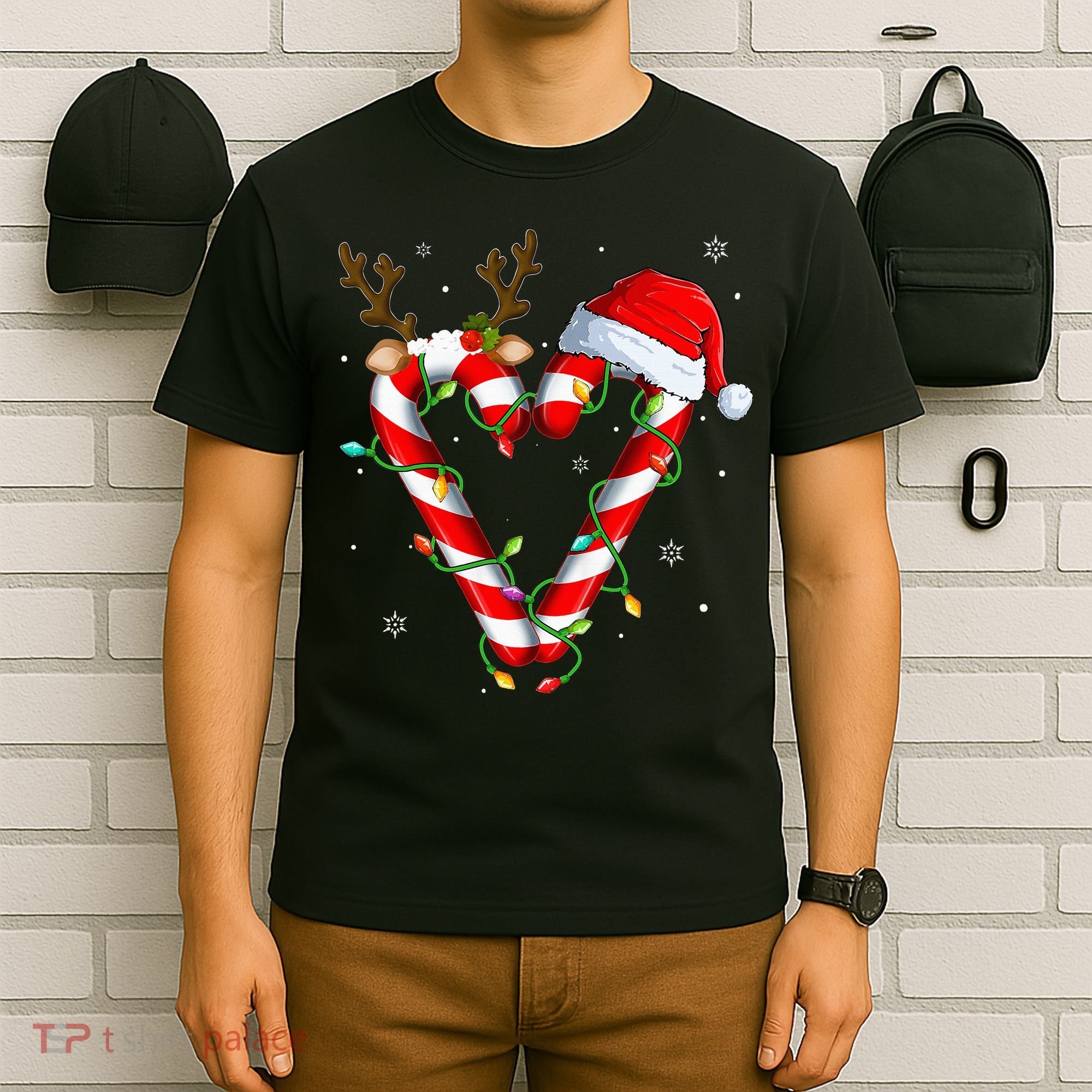Candy Cane Crew Santa Christmas Lights Xmas T-Shirt