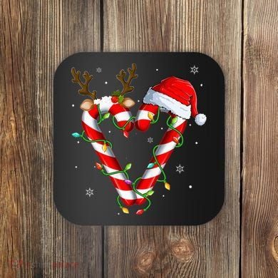 Candy Cane Crew Santa Christmas Lights Xmas Coaster