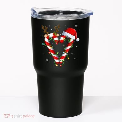 Candy Cane Crew Santa Christmas Lights Xmas Tumbler
