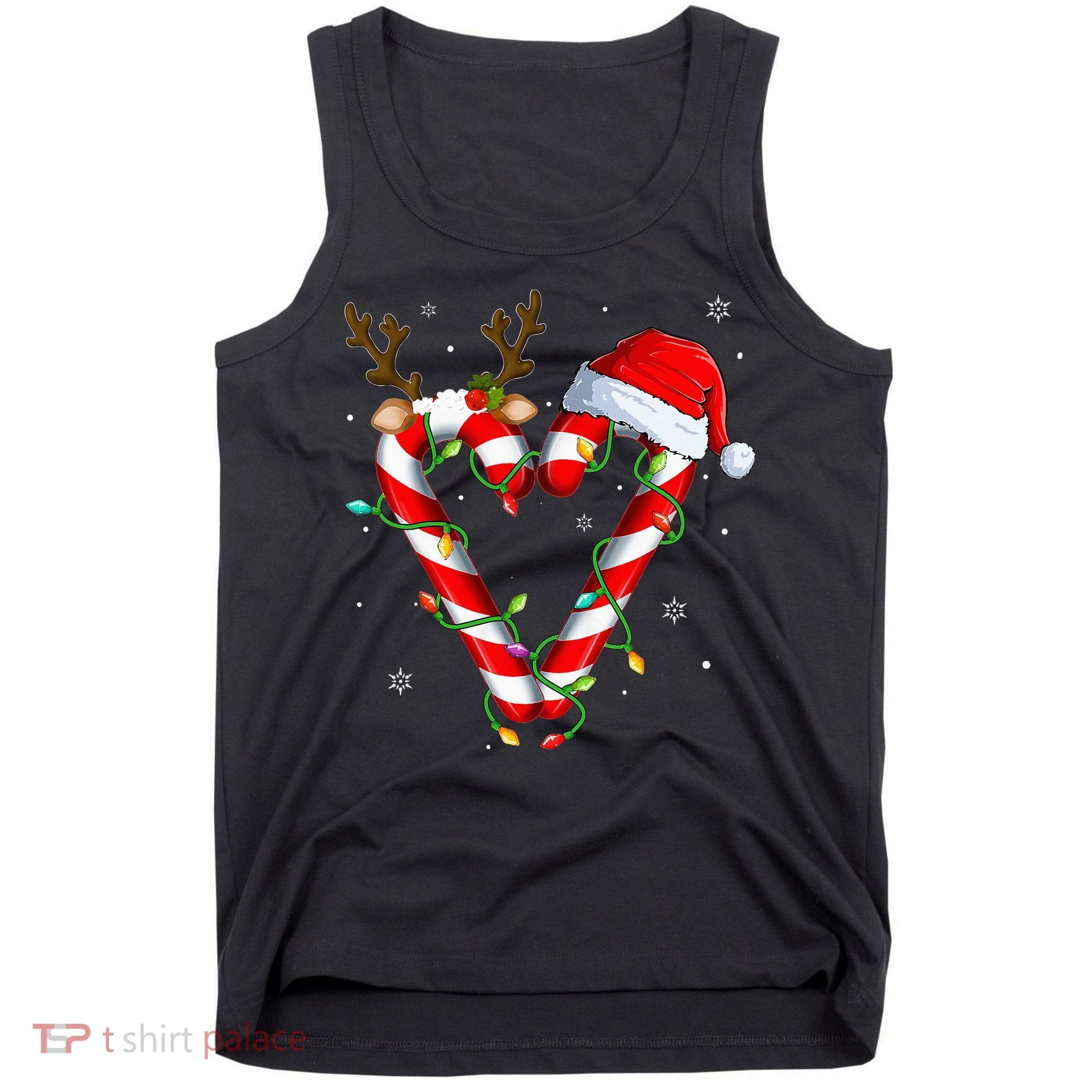 Candy Cane Crew Santa Christmas Lights Xmas Tank Top