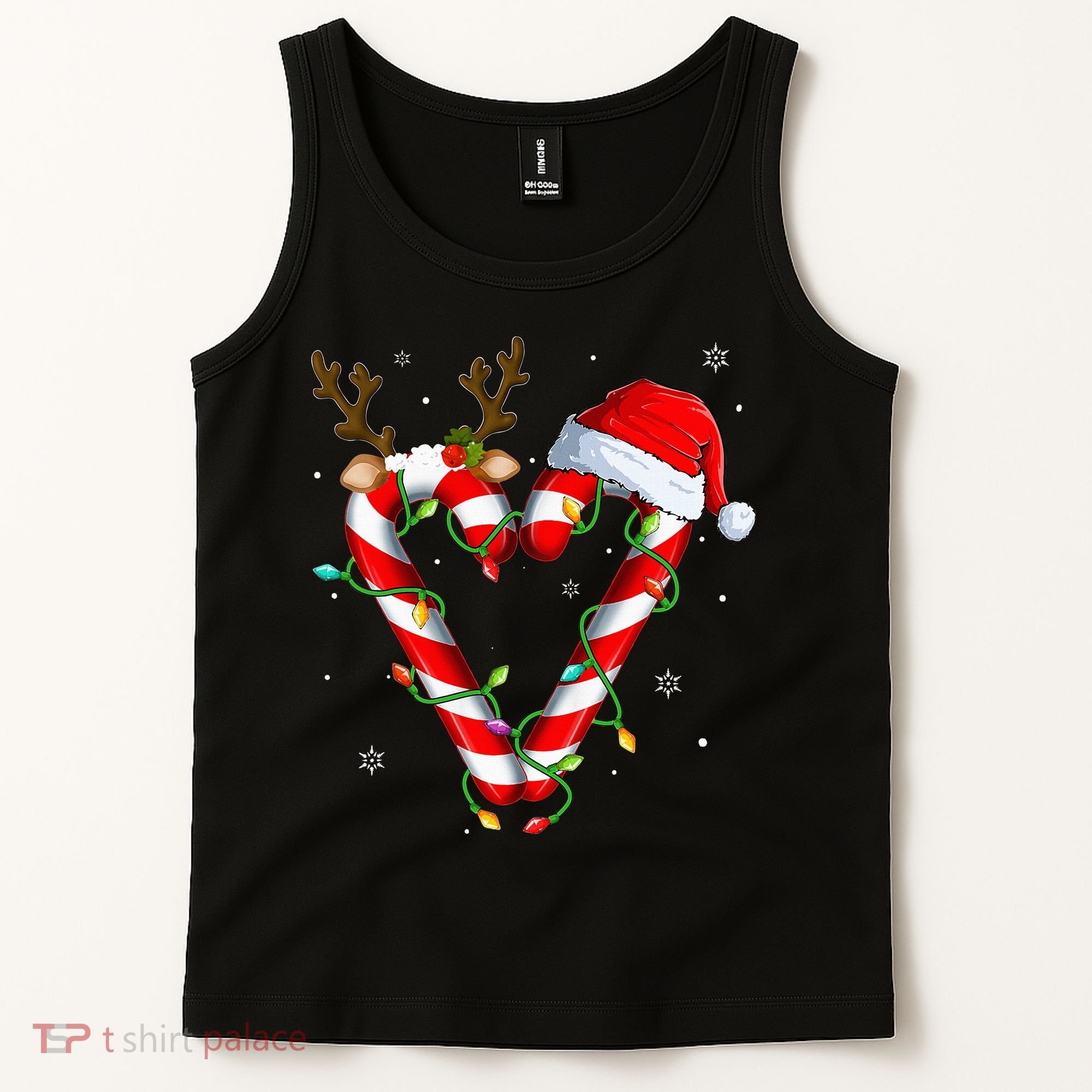 Candy Cane Crew Santa Christmas Lights Xmas Tank Top