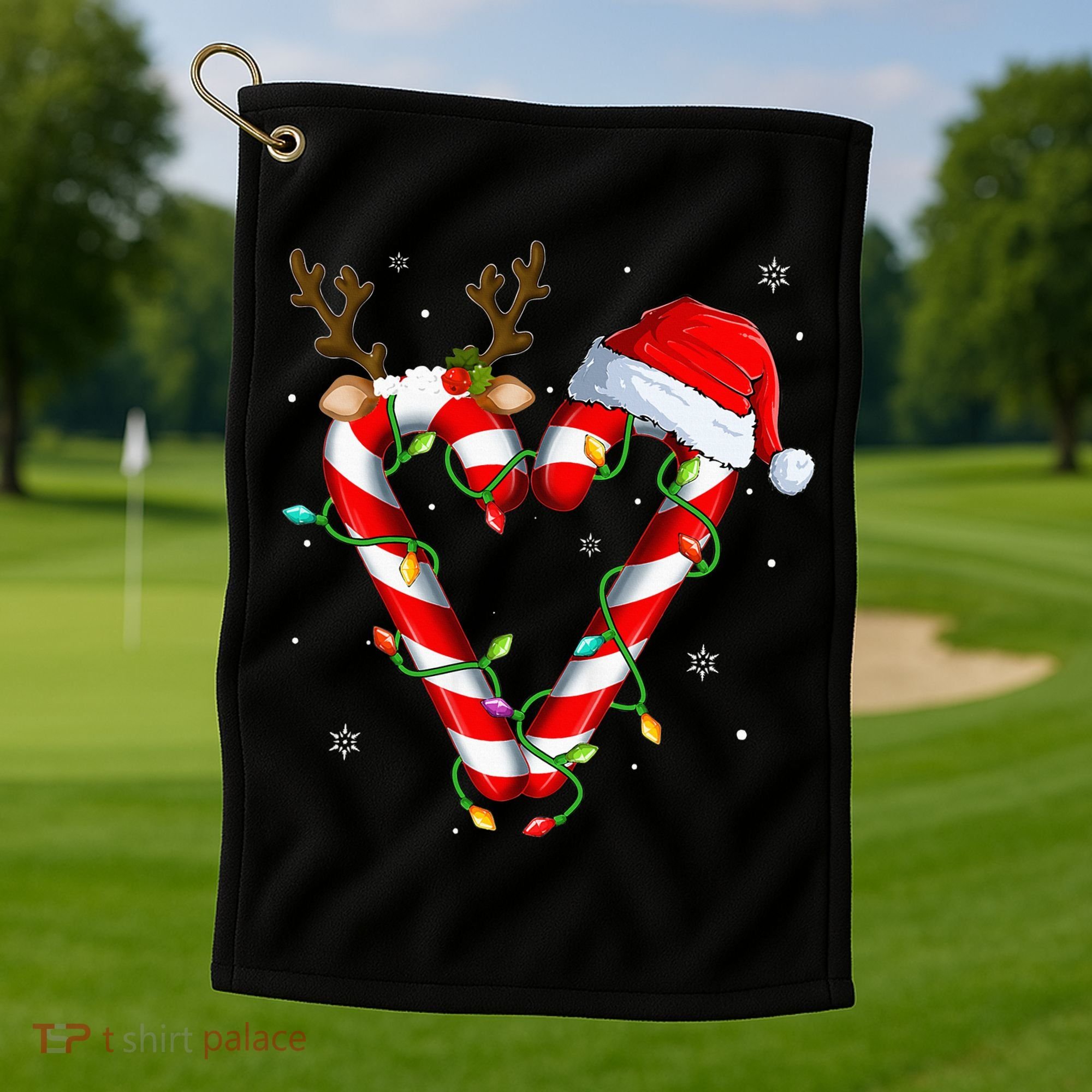 Candy Cane Crew Santa Christmas Lights Xmas Golf Towel