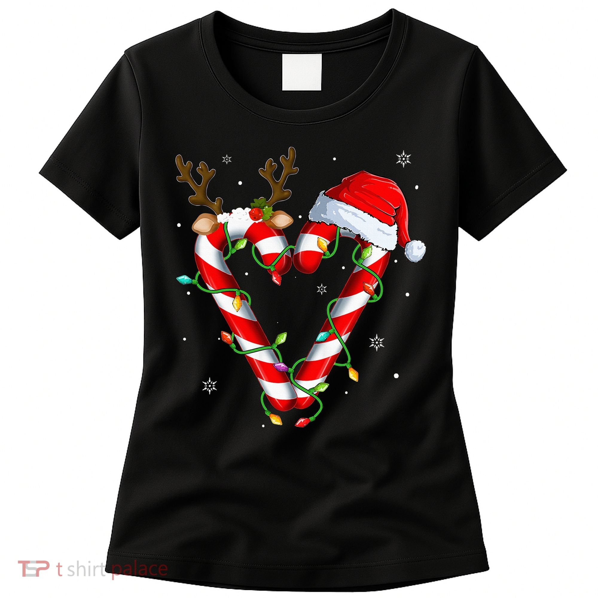 Candy Cane Crew Santa Christmas Lights Xmas Women's T-Shirt