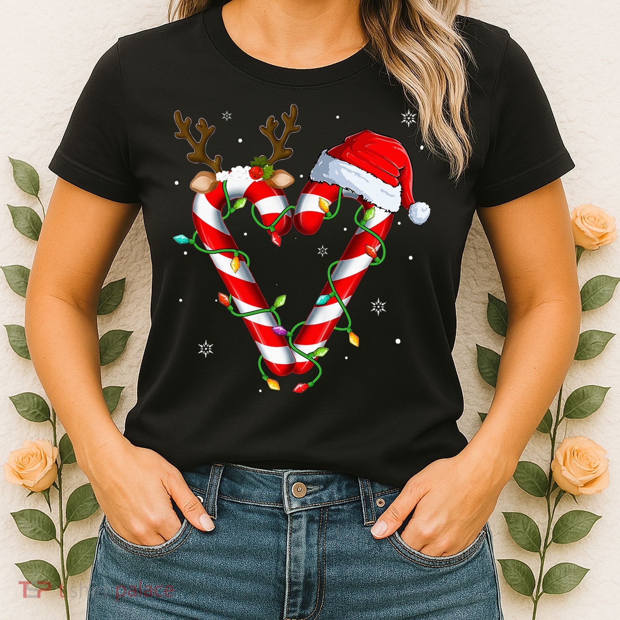 Candy Cane Crew Santa Christmas Lights Xmas Women's T-Shirt