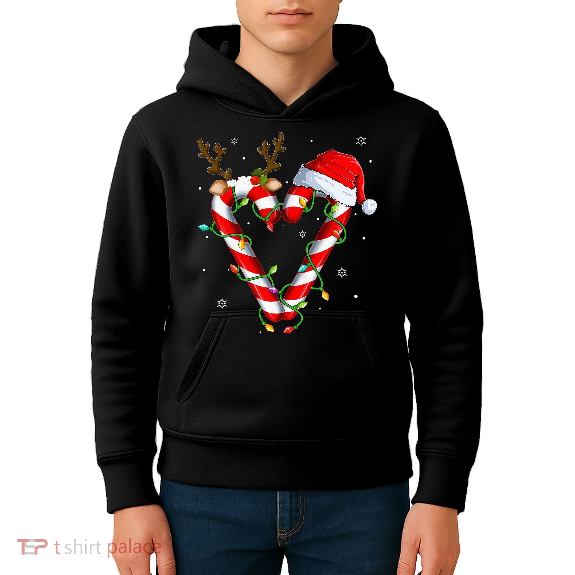 Candy Cane Crew Santa Christmas Lights Xmas Kids Hoodie